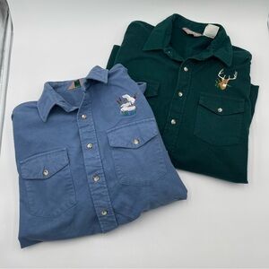 VTG Winter Run Chamois Men’s Flannel Shirts Embroidered Blue Green Made in USA